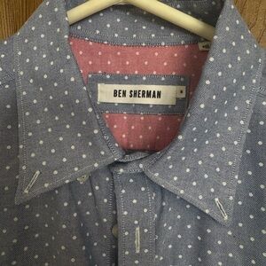 Ben Sherman Blue and White Polka Dot Casual Shirt